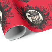 Halloween Cat, Vampire Cat, Lady Fangzähne Geschenkpapier (Rolleneckpunkt)