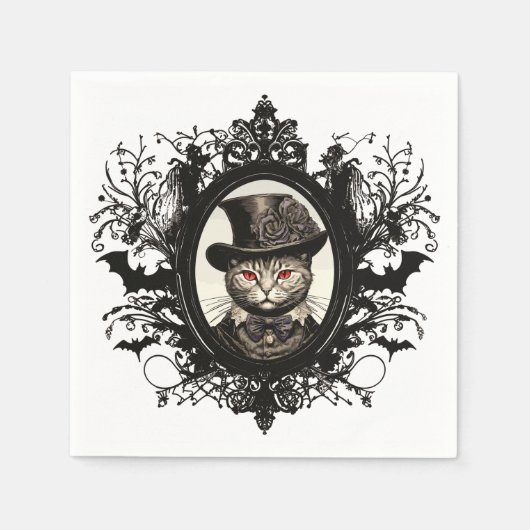 Halloween Cat, Vampire Cat, Lady Fangzähne Serviette (Vorderseite)