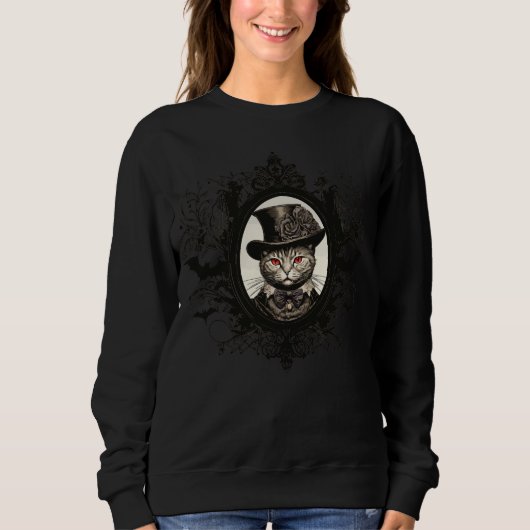 Halloween Cat, Vampire Cat, Lady Fangzähne Sweatshirt (Vorderseite)