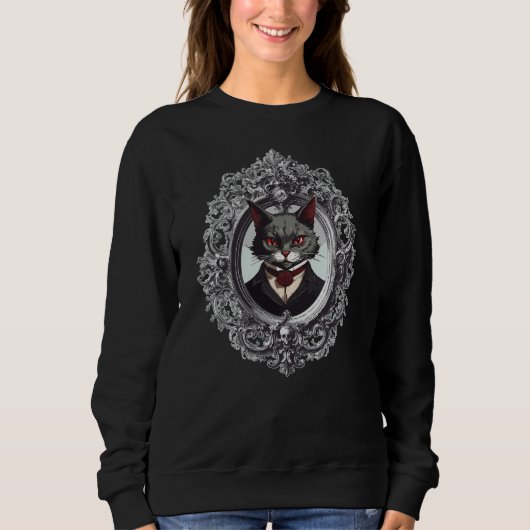Halloween Cat, Vampire Cat Portrait Sweatshirt (Vorderseite)