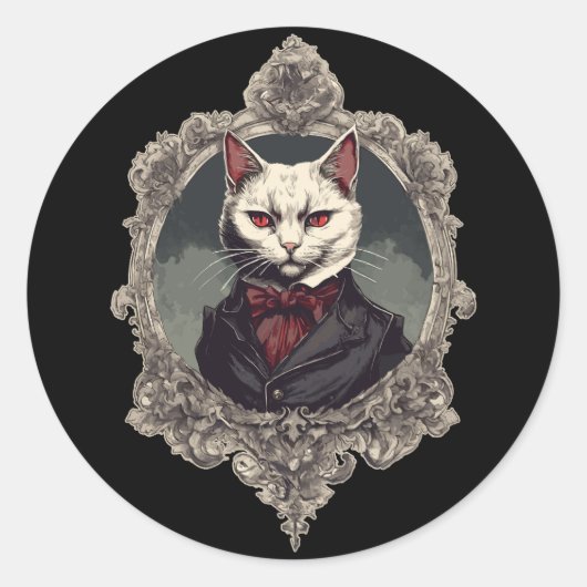 Halloween Cat, Vampire Cat Runder Aufkleber (Vorderseite)