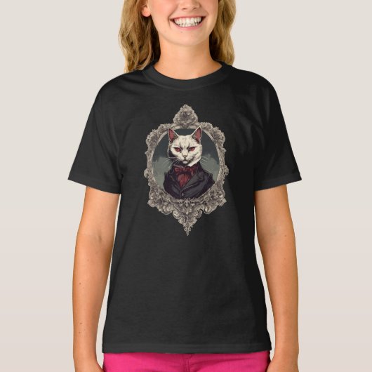 Halloween Cat, Vampire Cat T-Shirt (Vorderseite)