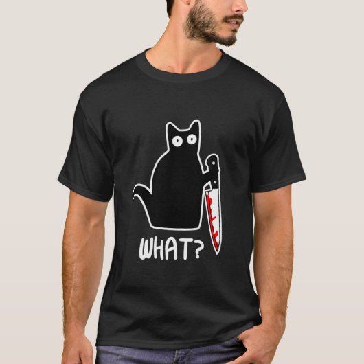Halloween Cat What Funny Black Cat Murderous Cat W T-Shirt (Vorderseite)