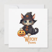 Halloween Cat Witchy Paws Einladung (Rückseite)