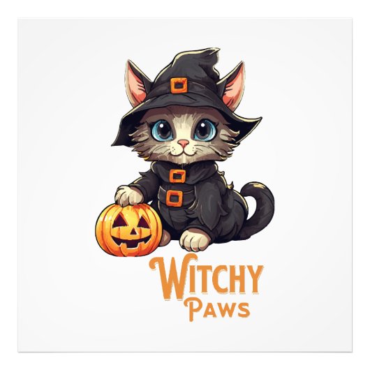 Halloween Cat Witchy Paws Fotodruck (Vorne)