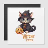 Halloween Cat Witchy Paws Magnetkarte (Vorne/Hinten)