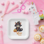 Halloween Cat Witchy Paws Pappteller (Party)