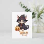 Halloween Cat Witchy Paws Postkarte (Stehend Vorderseite)