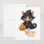 Halloween Cat Witchy Paws Postkarte (Vorne/Hinten)