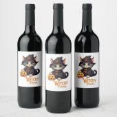 Halloween Cat Witchy Paws Weinetikett (Flaschen)