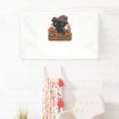 Halloween Cat with Magic Books - Spooky & Sweet Em Banner (Insitu)