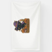 Halloween Cat with Magic Books - Spooky & Sweet Em Banner (Vertikal)