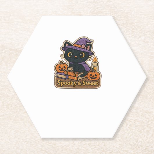 Halloween Cat with Magic Books � Spooky & Sweet Em Untersetzer (Vorderseite)