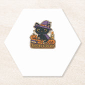 Halloween Cat with Magic Books � Spooky & Sweet Em Untersetzer (Vorderseite)