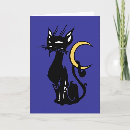 Halloween CAT WITH MOON Karte (Vorderseite)