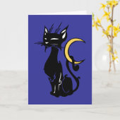Halloween CAT WITH MOON Karte (Gelbe Blume)