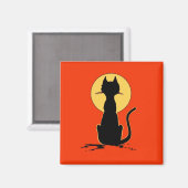 Halloween Cat with Moon ~ Magnet (Vorderseite/Rückseite)