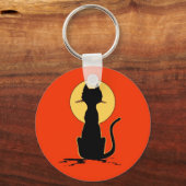 Halloween Cat with Moon ~ Schlüsselanhänger (Vorderseite)
