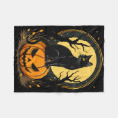 Halloween Cat Womens Funny Fall Pumpkin Cat Lover Fleecedecke (Vorderseite (Horizontal))