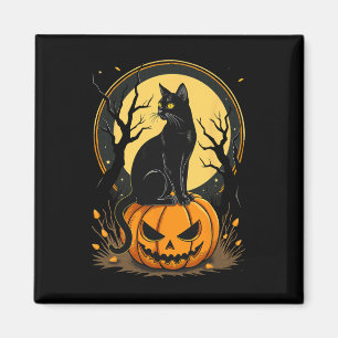 Halloween Cat Womens Funny Fall Pumpkin Cat Lover Magnet