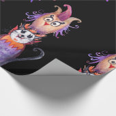Halloween Cat Zeichnend Wrapping Paper Geschenkpapier (Ecke)