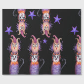 Halloween Cat Zeichnend Wrapping Paper Geschenkpapier (Flach)