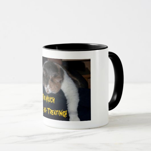 Halloween Cat zu viel Trick oder Kaffee behandeln Tasse (VorderseiteRechts)