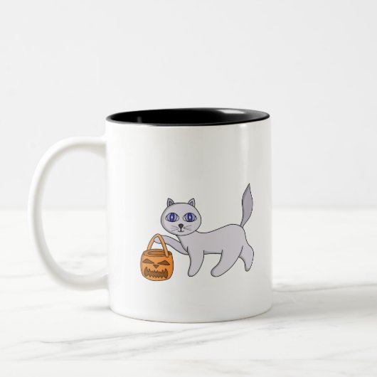 Halloween Cat Zweifarbige Tasse (Links)