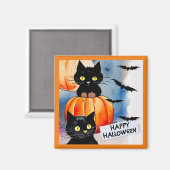 Halloween Cats and Bats Magnet (Vorderseite/Rückseite)