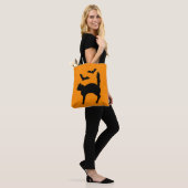 Halloween Cats and Bats Silhouette Orange Tasche (Am Model)