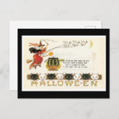 Halloween Cats and Hexe Postkarte (Vorne/Hinten)