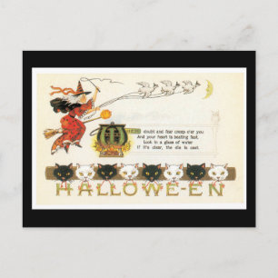 Halloween Cats and Hexe Postkarte