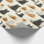 Halloween Cats and Pumpkins Pattern Geschenkpapier (Ecke)