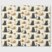 Halloween Cats and Pumpkins Pattern Geschenkpapier (Flach)
