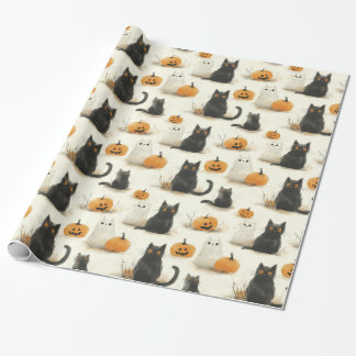 Halloween Cats and Pumpkins Pattern Geschenkpapier