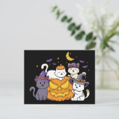 Halloween Cats Anime Cat Kawaii Pumpkin Postkarte (Stehend Vorderseite)