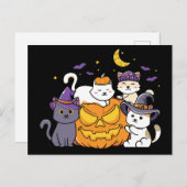Halloween Cats Anime Cat Kawaii Pumpkin Postkarte (Vorne/Hinten)