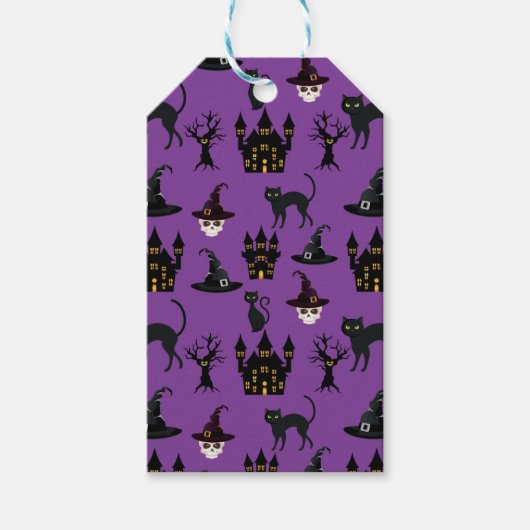 HALLOWEEN CATS CASTLES HATS SKULLS BÄUME GESCHENKANHÄNGER (Vorderseite)