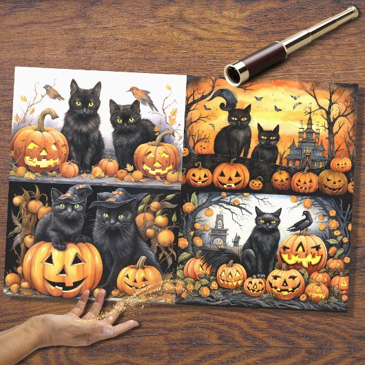 Halloween Cats Collage 1 Decoupage Paper Seidenpapier