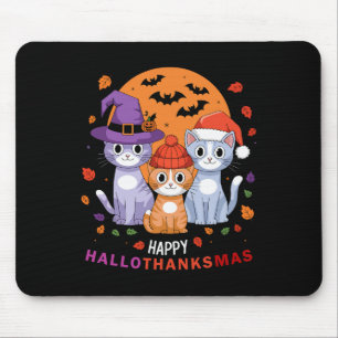 Halloween Cats Erntedank Weihnachtsfest Happy Hall Mousepad