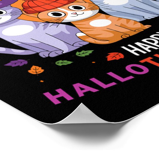 Halloween Cats Erntedank Weihnachtsfest Happy Hall Poster (Ecke)