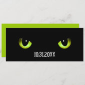 Halloween Cat's Eyes Green Einladung (Vorne/Hinten)