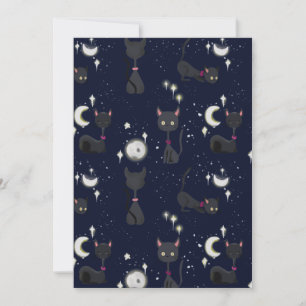 Halloween Cats in der Nachtpostkarte Einladung