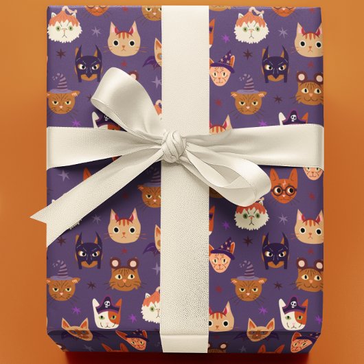 Halloween Cats in Kostüm Geschenkpapier