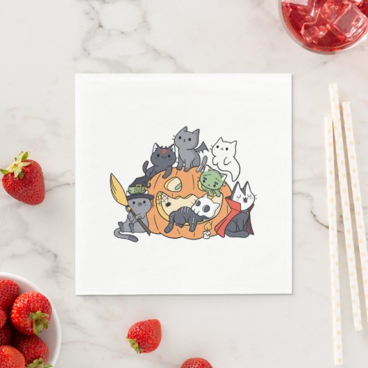 Halloween Cats Kittens Serviette (Beispiel)
