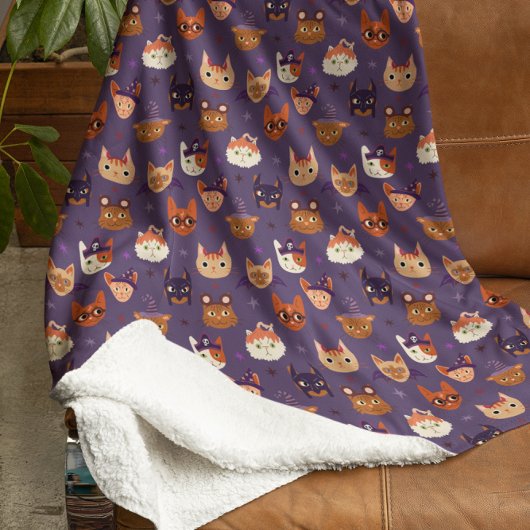 Halloween Cats Lila Sherpadecke