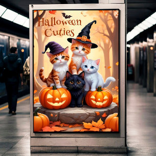 Halloween Cats mit Pumpkins Wall Poster
