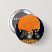 Halloween Cats Mondbeobachtung - Vintager Stil Button (Vorne & Hinten)