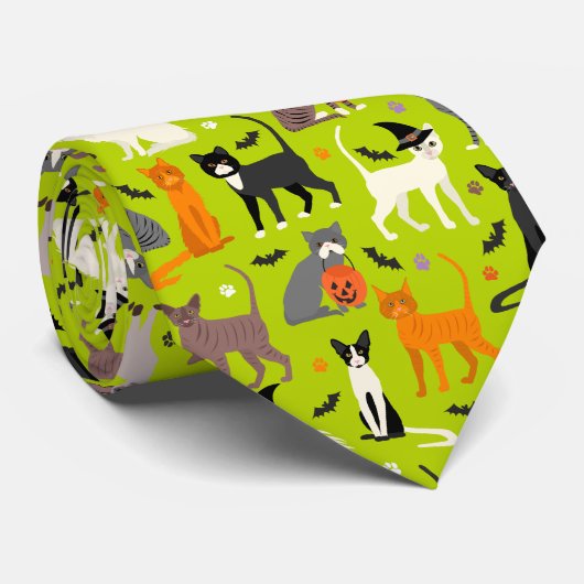 Halloween Cats Neck Tie Krawatte (Gerollt)