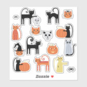 Halloween Cats Niedlich Aufkleber (Blatt)